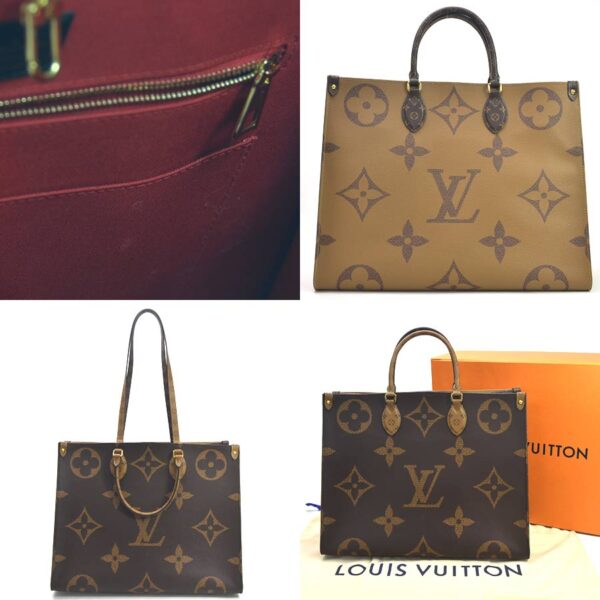 98713a 2 Louis Vuitton On the Go GM 2Way Bag Giant Canvas Brown