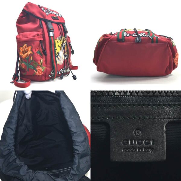 98738a 1 Gucci Embroidery Rucksack Techno Canvas Red