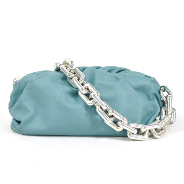 98761b Bottega Veneta The Chain Pouch Leather Chain Shoulder Bag Blue