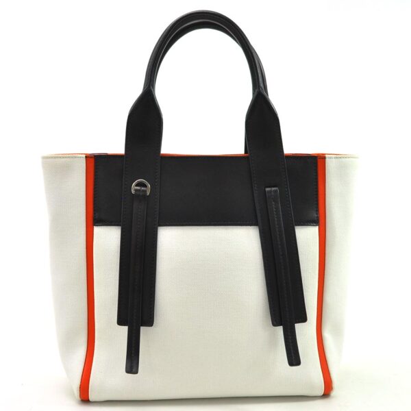 98772g 2 Prada 2Way Handbag Ouverture Canvas Leather White Black