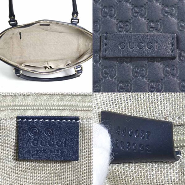 98776a 3 Gucci 2Way Handbag Micro Guccisima Leather Navy