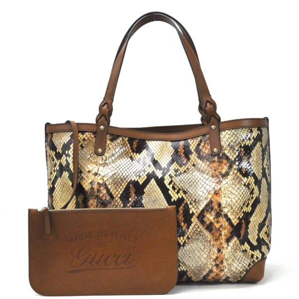 98782a Gucci Tote Bag Python Beige