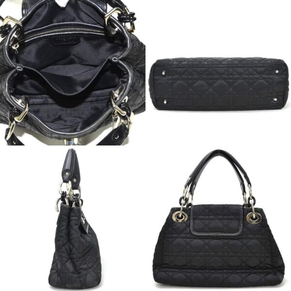 98803f 2 Christian Dior Cannage Handbag Nylon Black