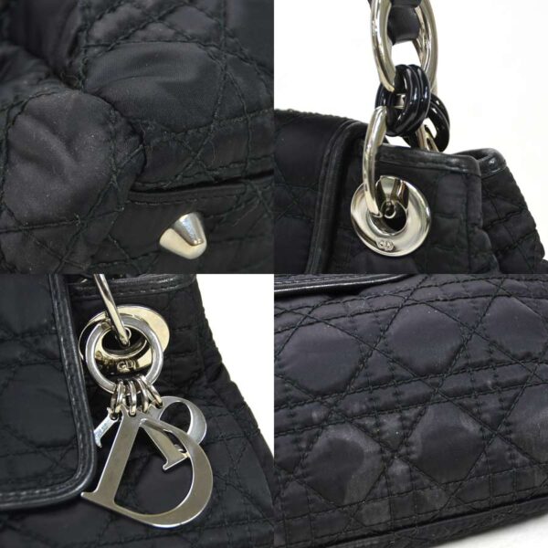 98803f 4 Christian Dior Cannage Handbag Nylon Black