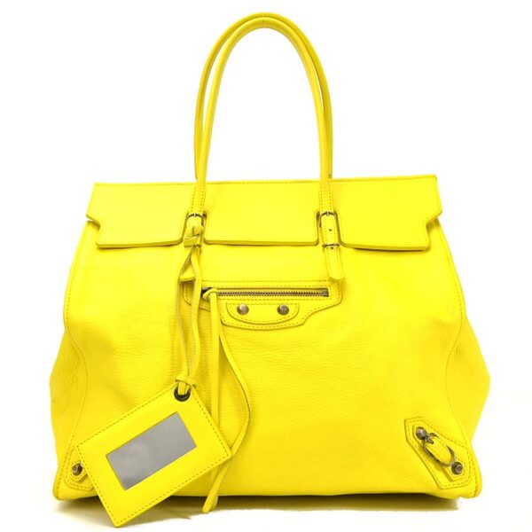 98806g Balenciaga Paper Leather Handbag Yellow