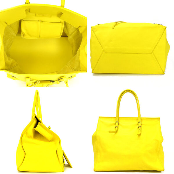 98806g 2 Balenciaga Paper Leather Handbag Yellow