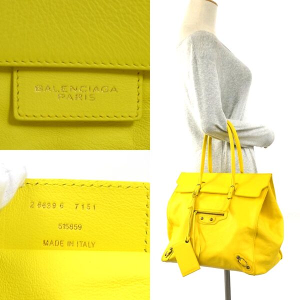 98806g 3 Balenciaga Paper Leather Handbag Yellow