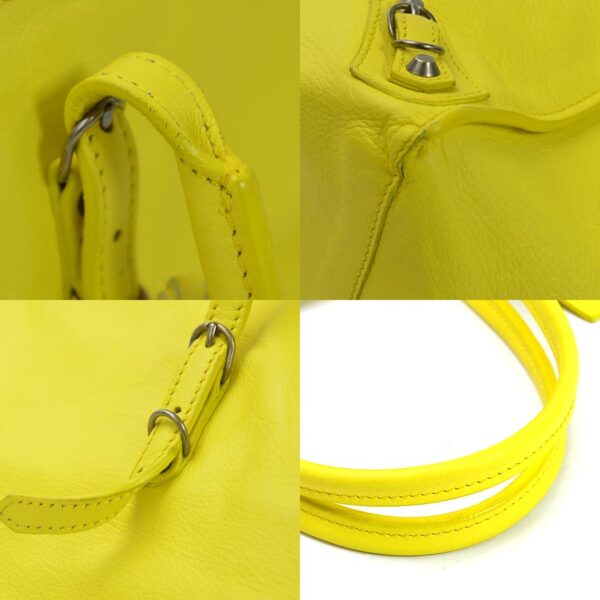 98806g 4 Balenciaga Paper Leather Handbag Yellow