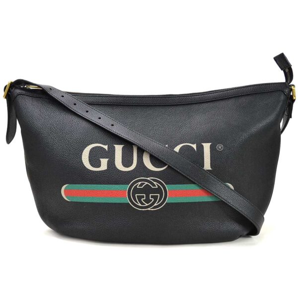 98809a Gucci Hobo Bag Leather Black