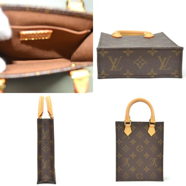 98821a 2 Louis Vuitton Petite Sac Plat Monogram Canvas 2Way Bag Brown