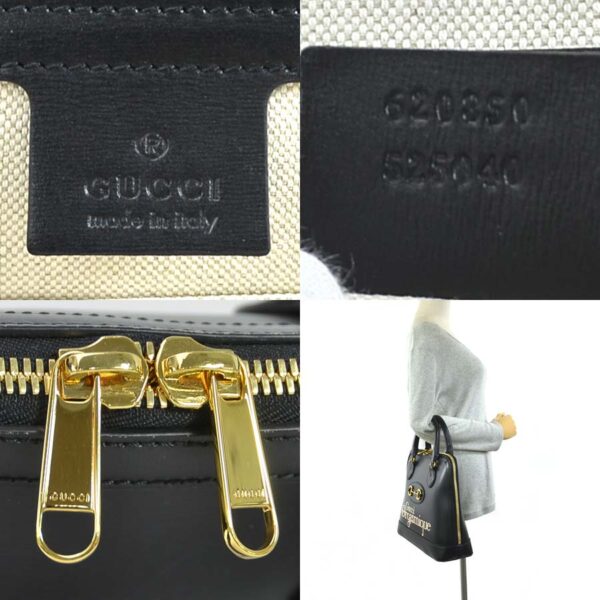 98830a 3 Gucci Top Handle Bag Leather Black