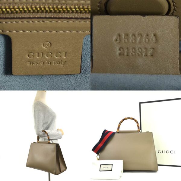 98849b 3 Gucci Bamboo Top Handle Bag Leather Beige