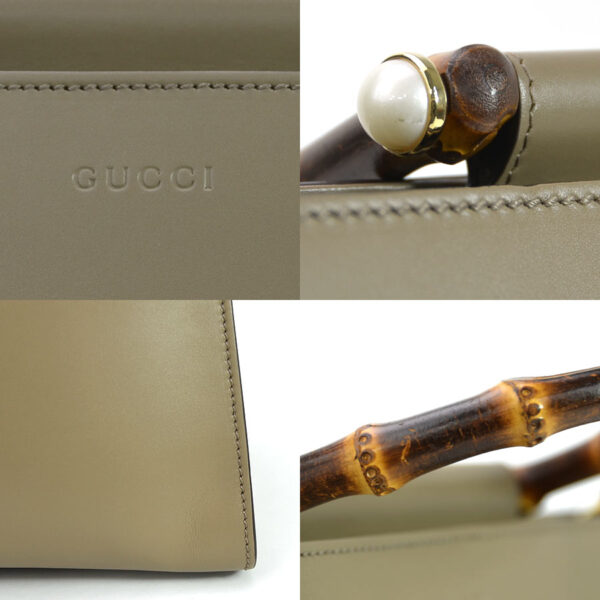 98849b 4 Gucci Bamboo Top Handle Bag Leather Beige