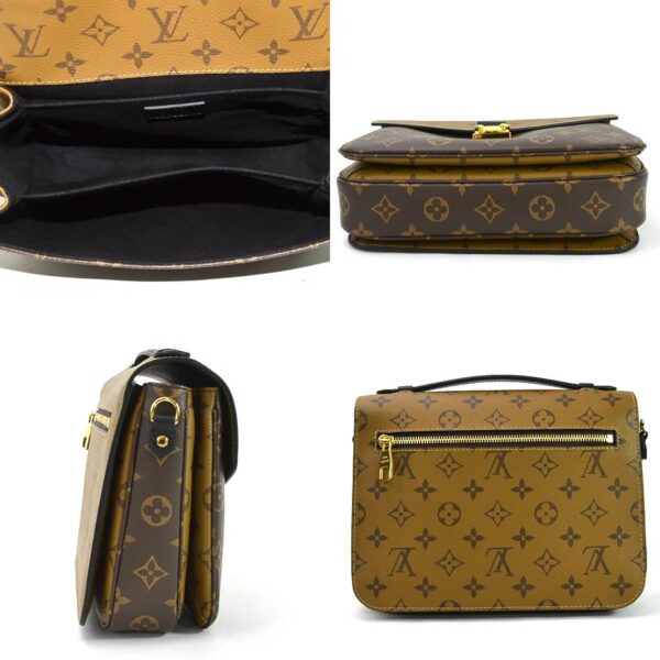 98853a 2 Louis Vuitton Pochette Metis MM Reverse Canvas 2Way Bag Brown