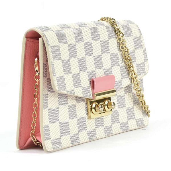 98868a 1 Louis Vuitton Croisette Chain Damier Azur Clutch Rose Papaya