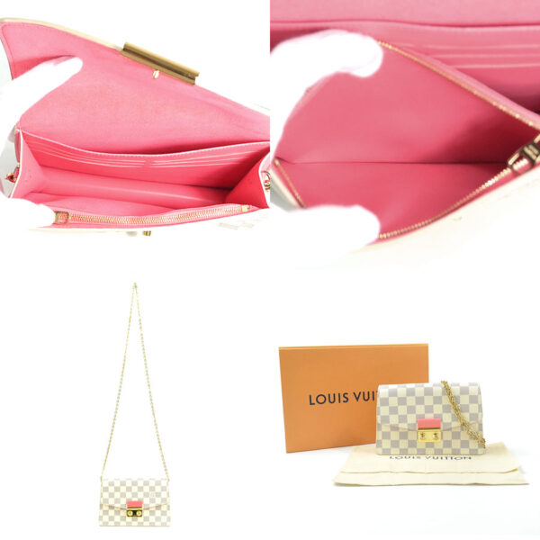 98868a 2 Louis Vuitton Croisette Chain Damier Azur Clutch Rose Papaya