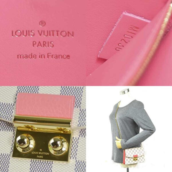 98868a 3 Louis Vuitton Croisette Chain Damier Azur Clutch Rose Papaya