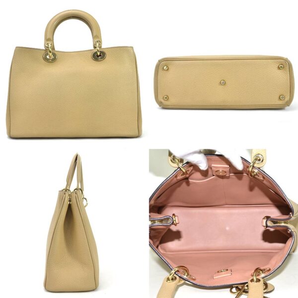 98874a 2 Christian Dior Diorissimo Shoulder Bag Leather Beige