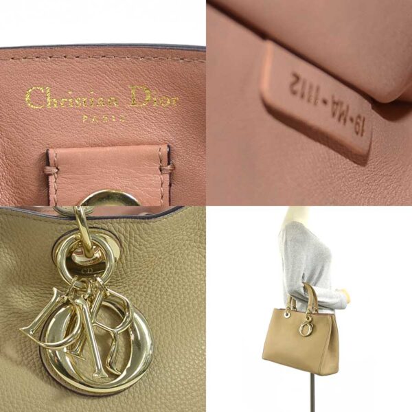 98874a 3 Christian Dior Diorissimo Shoulder Bag Leather Beige