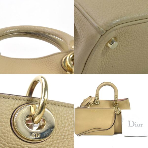 98874a 4 Christian Dior Diorissimo Shoulder Bag Leather Beige