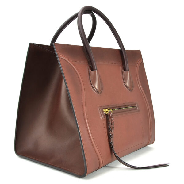 98888a 1 Celine Luggage Phantom Shopper Bag Leather Brown