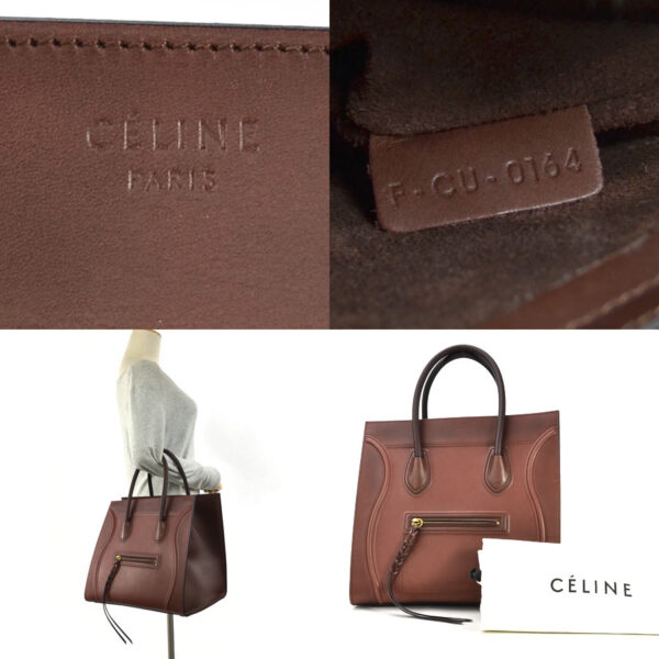 98888a 3 Celine Luggage Phantom Shopper Bag Leather Brown