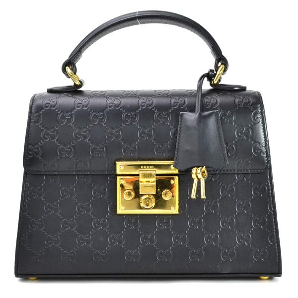 98902a Gucci Guccisima Handbag Leather Black