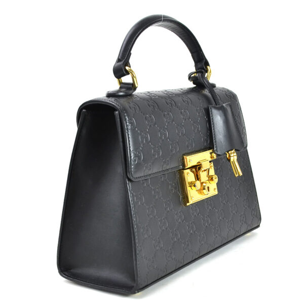 98902a 1 Gucci Guccisima Handbag Leather Black