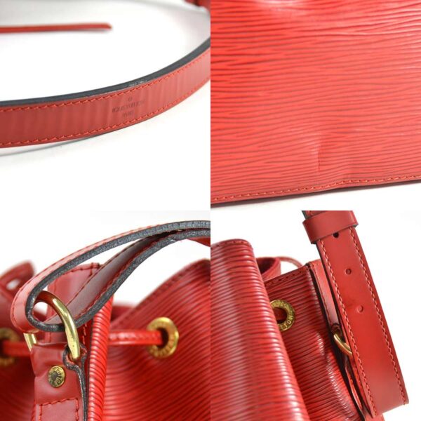 98903a 4 Louis Vuitton Noe Epi Leather Shoulder Bag Red