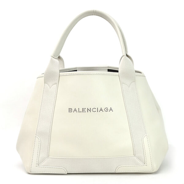 98906f Balenciaga Blue CABAS S Leather Tote Bag White