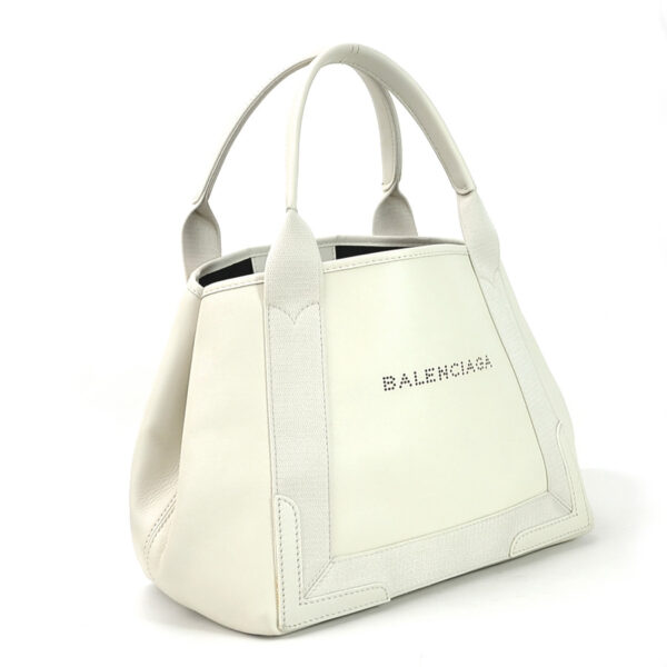 98906f 1 Balenciaga Blue CABAS S Leather Tote Bag White