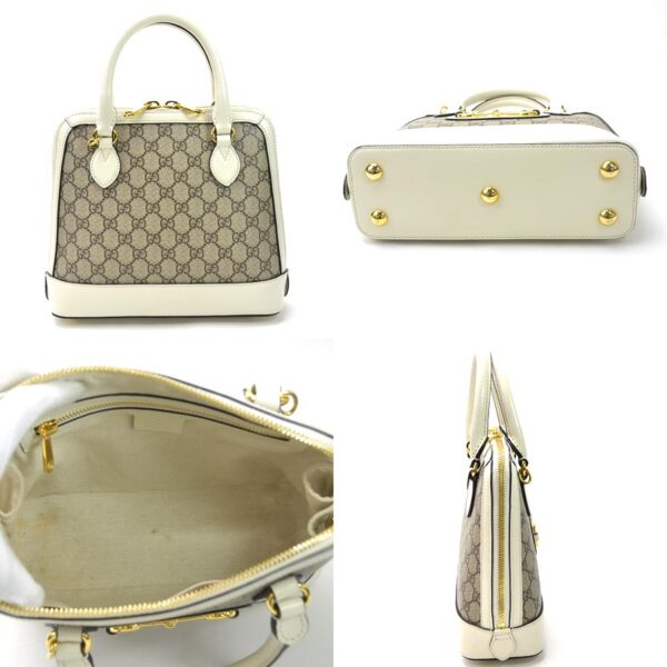 98934a 2 Gucci 2Way Horsebit Handbag GG Supreme Canvas Beige