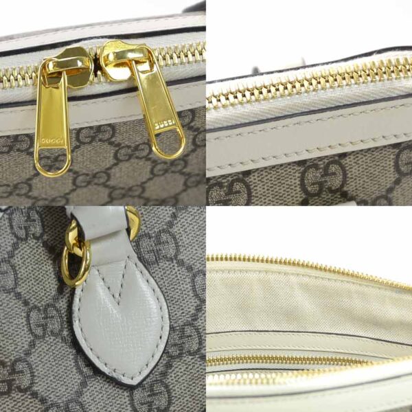 98934a 4 Gucci 2Way Horsebit Handbag GG Supreme Canvas Beige