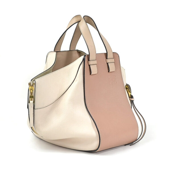 98963a 1 Loewe Anagram Hammock Small 2Way Bag Calf Leather Pink Beige