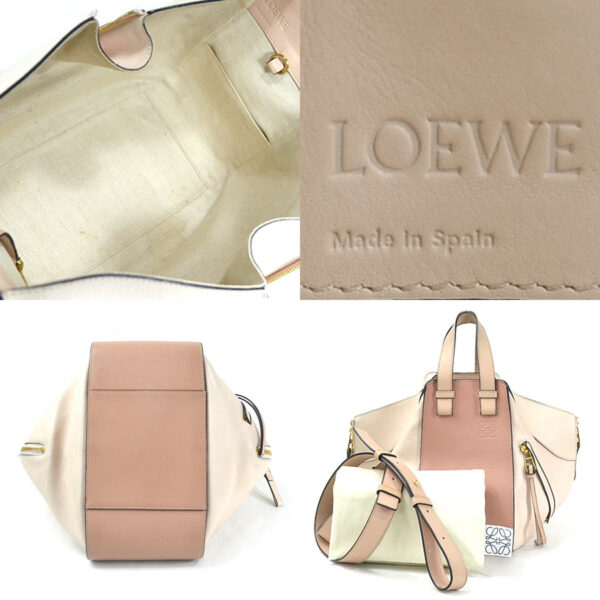 98963a 3 Loewe Anagram Hammock Small 2Way Bag Calf Leather Pink Beige