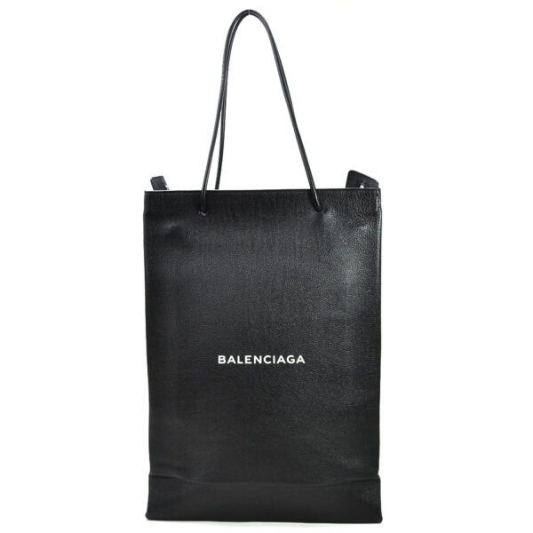 98967g Balenciaga North South Shopping Leather Tote Bag Black White