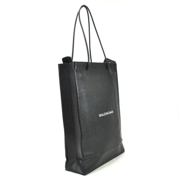 98967g 1 Balenciaga North South Shopping Leather Tote Bag Black White