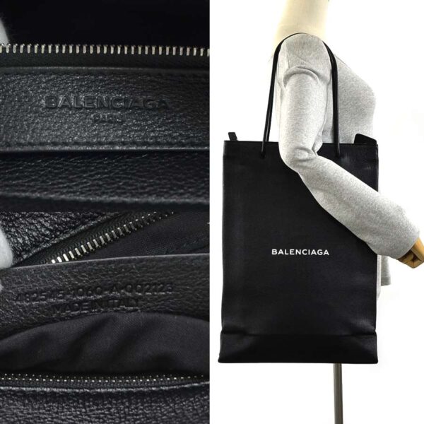 98967g 3 Balenciaga North South Shopping Leather Tote Bag Black White