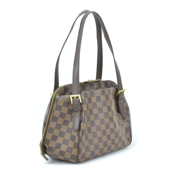 98978a 1 Louis Vuitton Belem MM Damier Canvas Shoulder Bag Brown