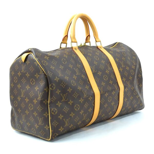 98984a 1 Louis Vuitton Keepall 50 Monogram Canvas Bag Brown