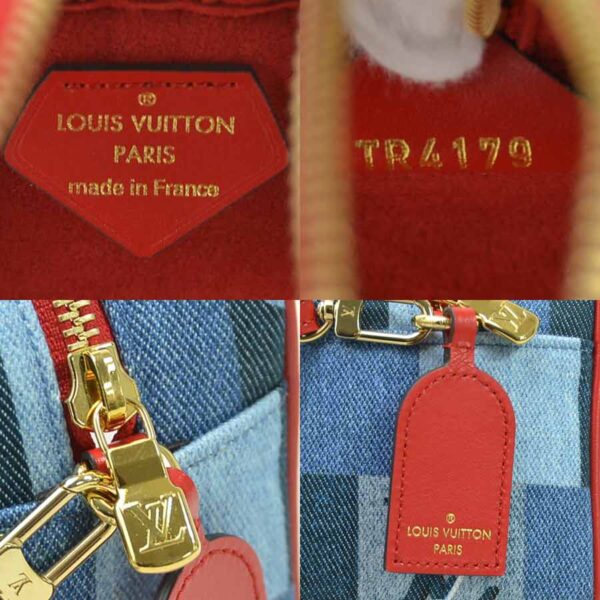 98992a 3 Louis Vuitton Beach Pouch Monogram Denim Canvas Shoulder Bag Blue Red