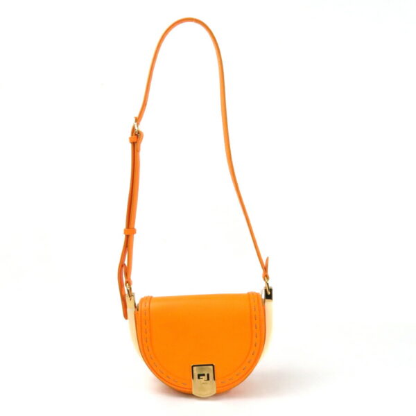 99002g Fendi Crossbody Moonlight Shoulder Bag Calf Leather Orange