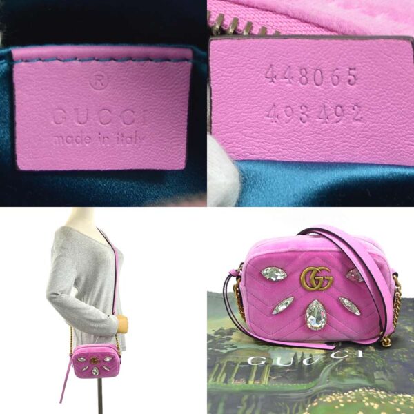 99023a 3 Gucci GG Marmont Mini Bag Velvet Pink