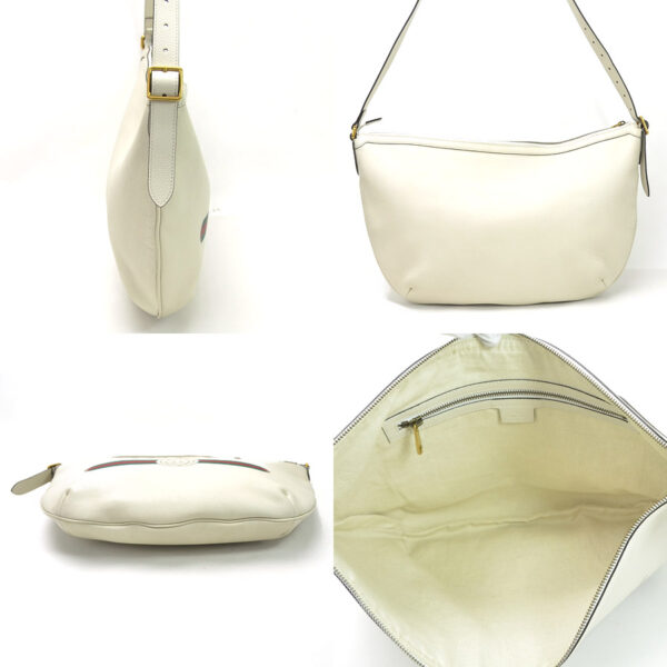 99045a 2 Gucci Half Moon Hobo Bag Leather White