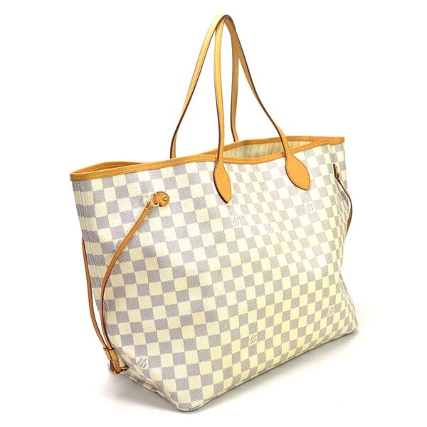 99046a 1 Louis Vuitton Neverfull GM Damier Azur Canvas Tote Bag Beige