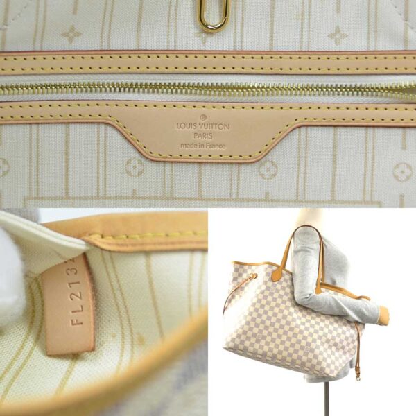 99046a 3 Louis Vuitton Neverfull GM Damier Azur Canvas Tote Bag Beige