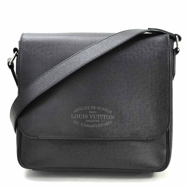 99054a Louis Vuitton Roman PM Taiga Leather Crossbody Bag Black