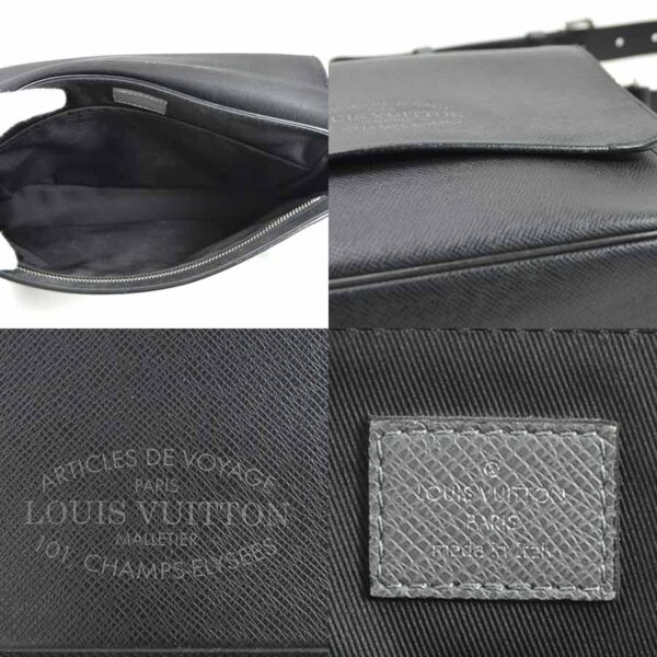 99054a 4 Louis Vuitton Roman PM Taiga Leather Crossbody Bag Black