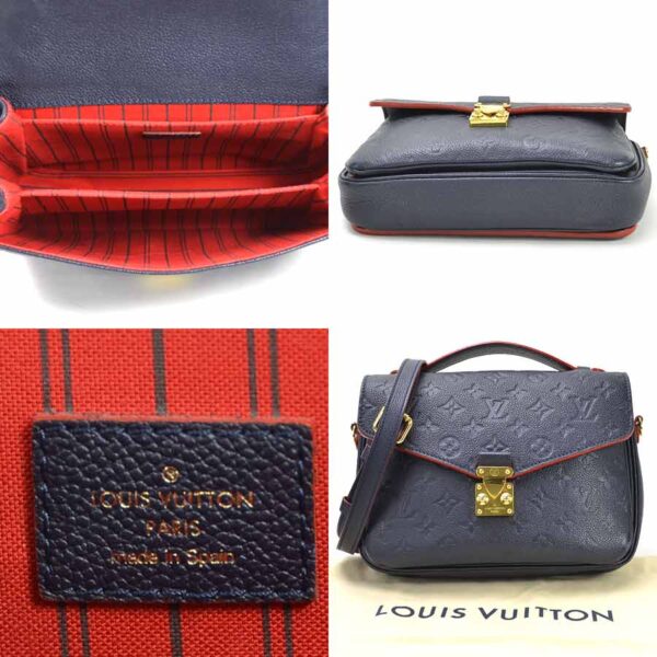 99057a 4 Louis Vuitton Pochette Metis MM Empreinte Leather 2Way Bag Blue