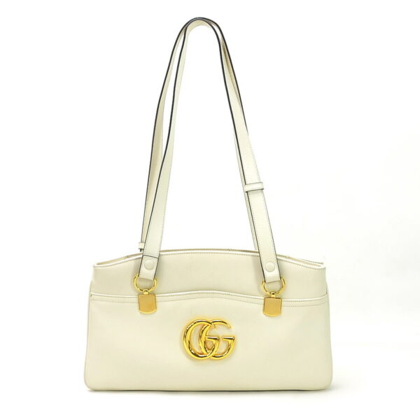 99062a Gucci GG Marmont Top Handle Bag Leather White